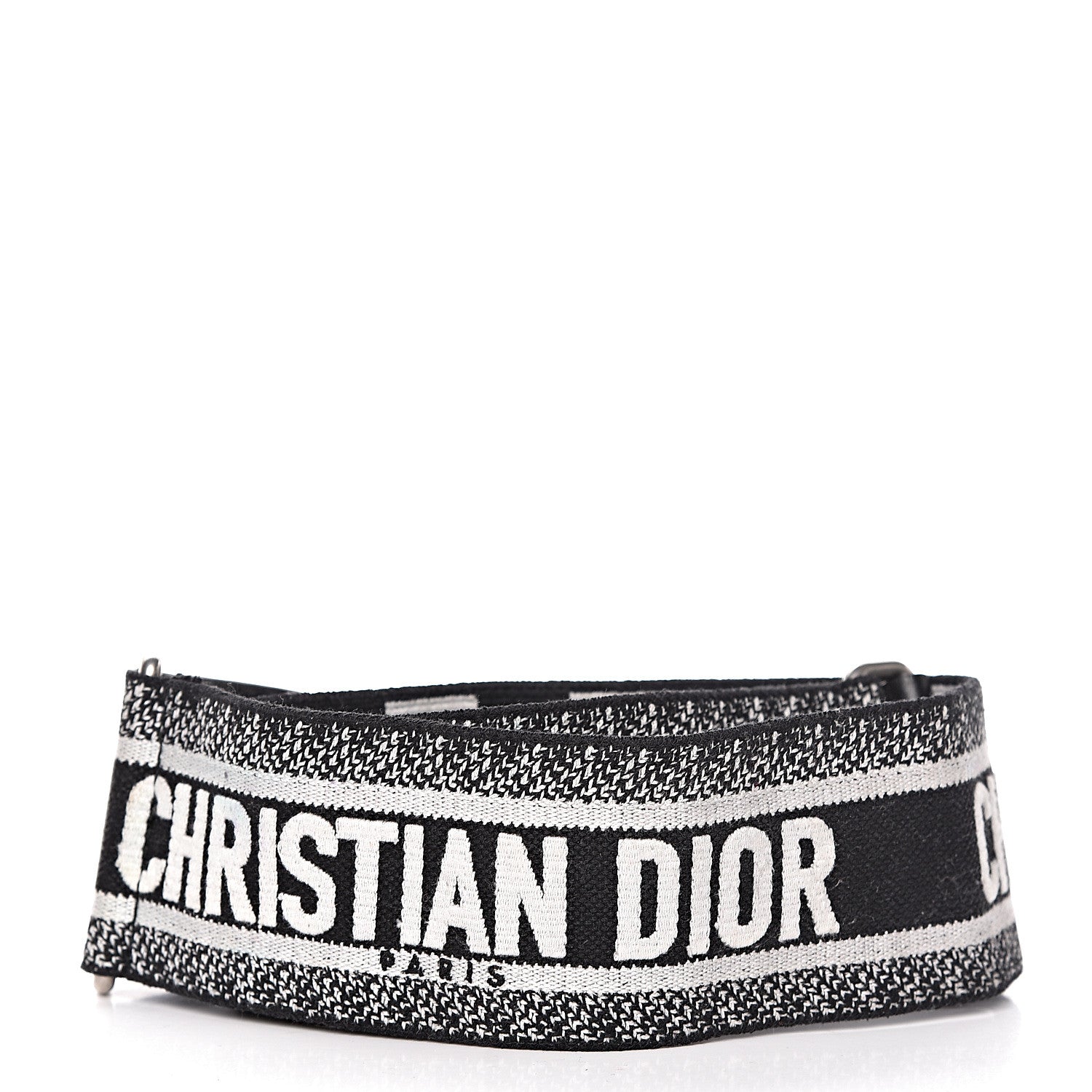 Christian Dior Canvas Embroidered Shoulder Strap Black White 2 of 11