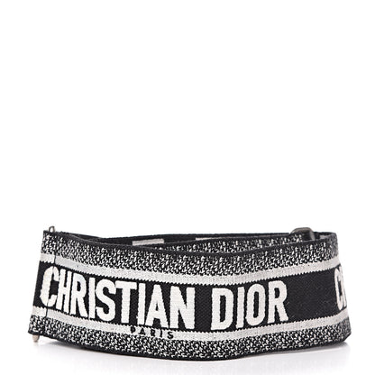 Christian Dior Canvas Embroidered Shoulder Strap Black White 2 of 11
