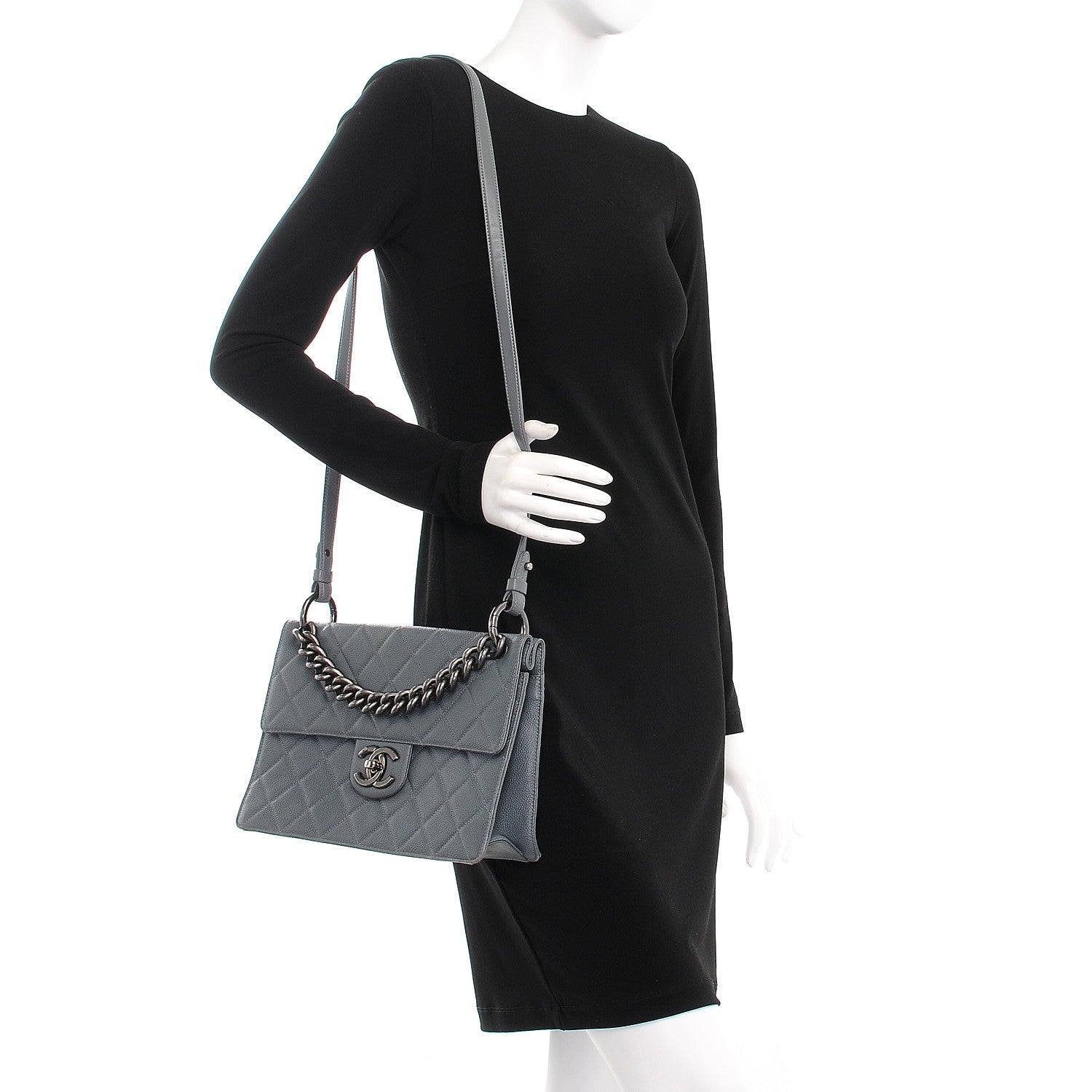 Chanel Caviar Quilted Large Retro Class Flap Grey 2 of 15