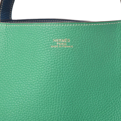 Hermes Taurillon Clemence Double Sens 36 Reversible Tote Menthe Bleu Thalassa 9 of 16