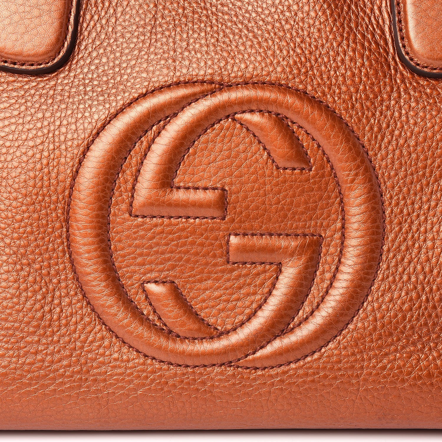 Gucci Metallic Cellarius Calfskin Small Soho Top Handle Satchel Burnt Orange 8 of 13