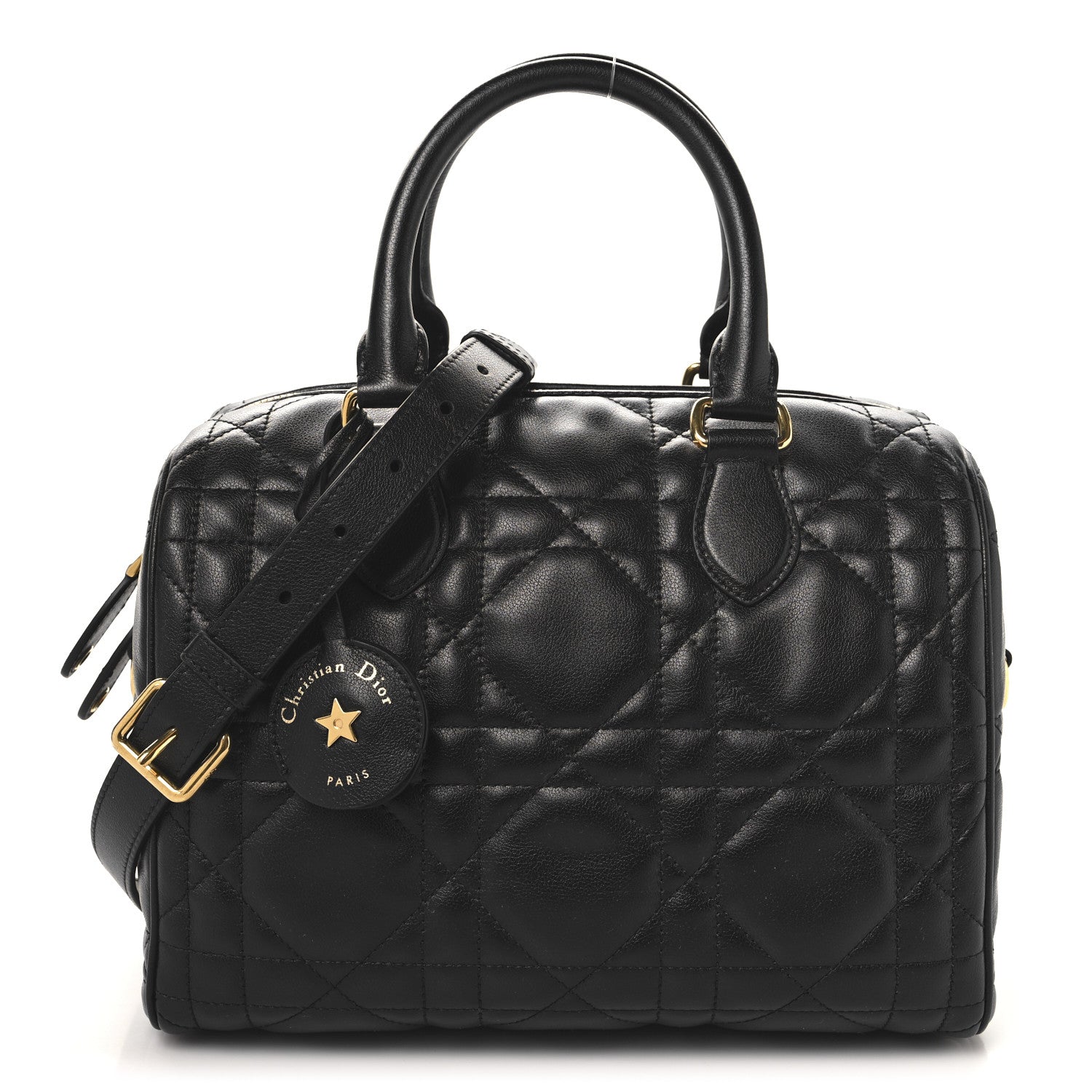 Christian Dior Calfskin Macrocannage Groove 25 Bag Black 1 of 9