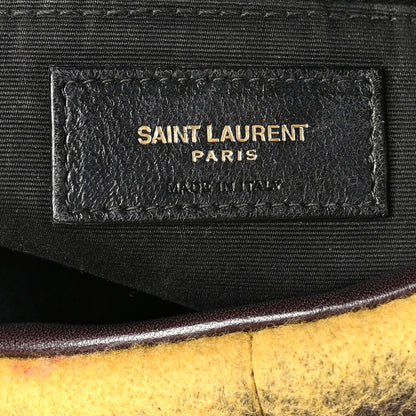 Saint Laurent Tie Dye Wool Quilted Small Loulou Puffer Monogram Chain Satchel Yellow Pacific Blue Dark Pecan 6 of 10