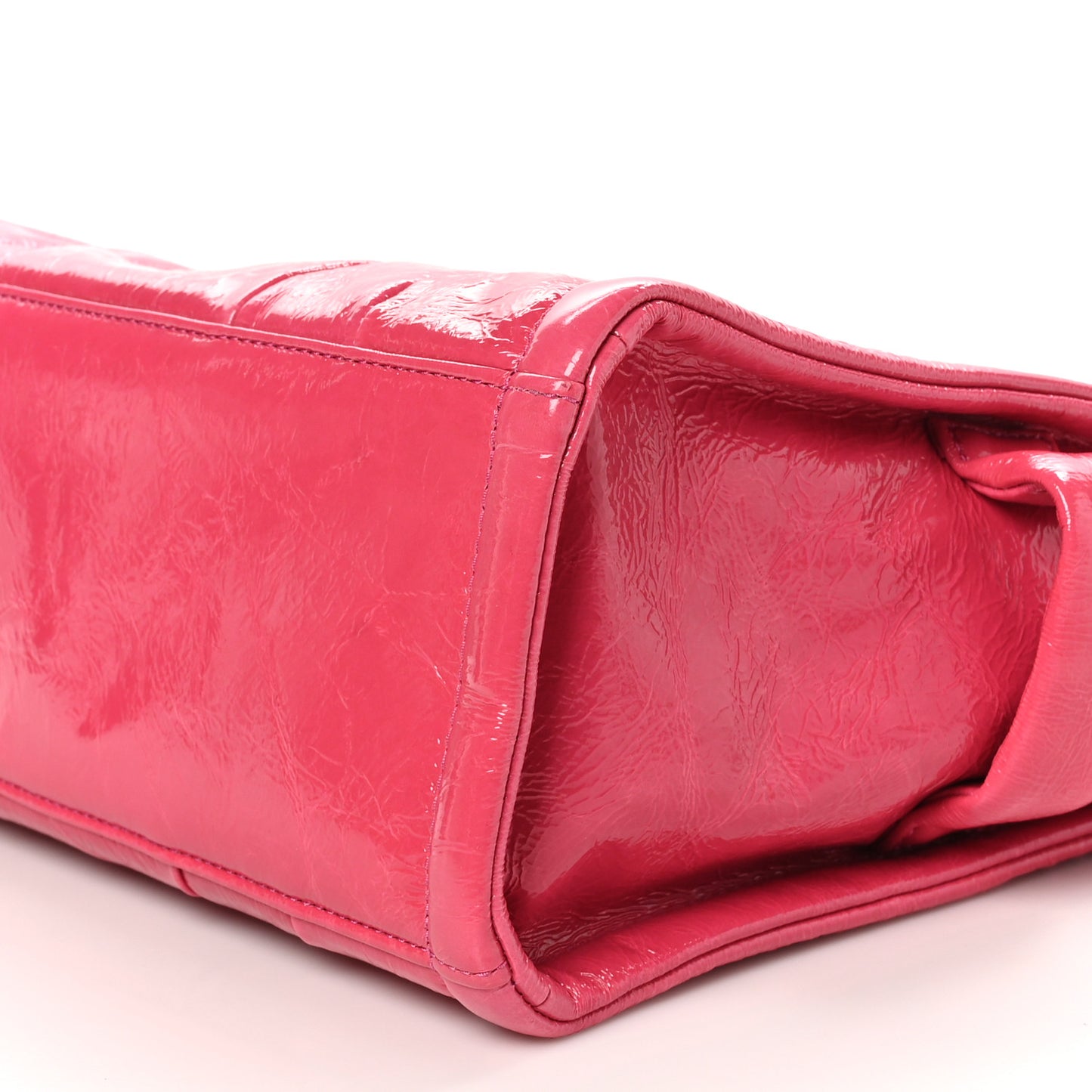 Shiny Crinkled Calfskin The Tote Bag Pink