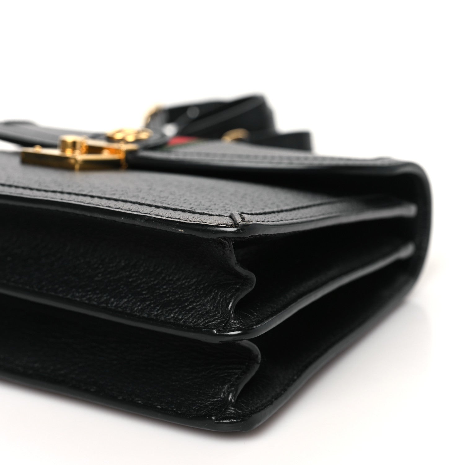 Gucci Textured Dollar Calfskin Web Small Ophidia Padlock Top Handle Bag Black 10 of 10