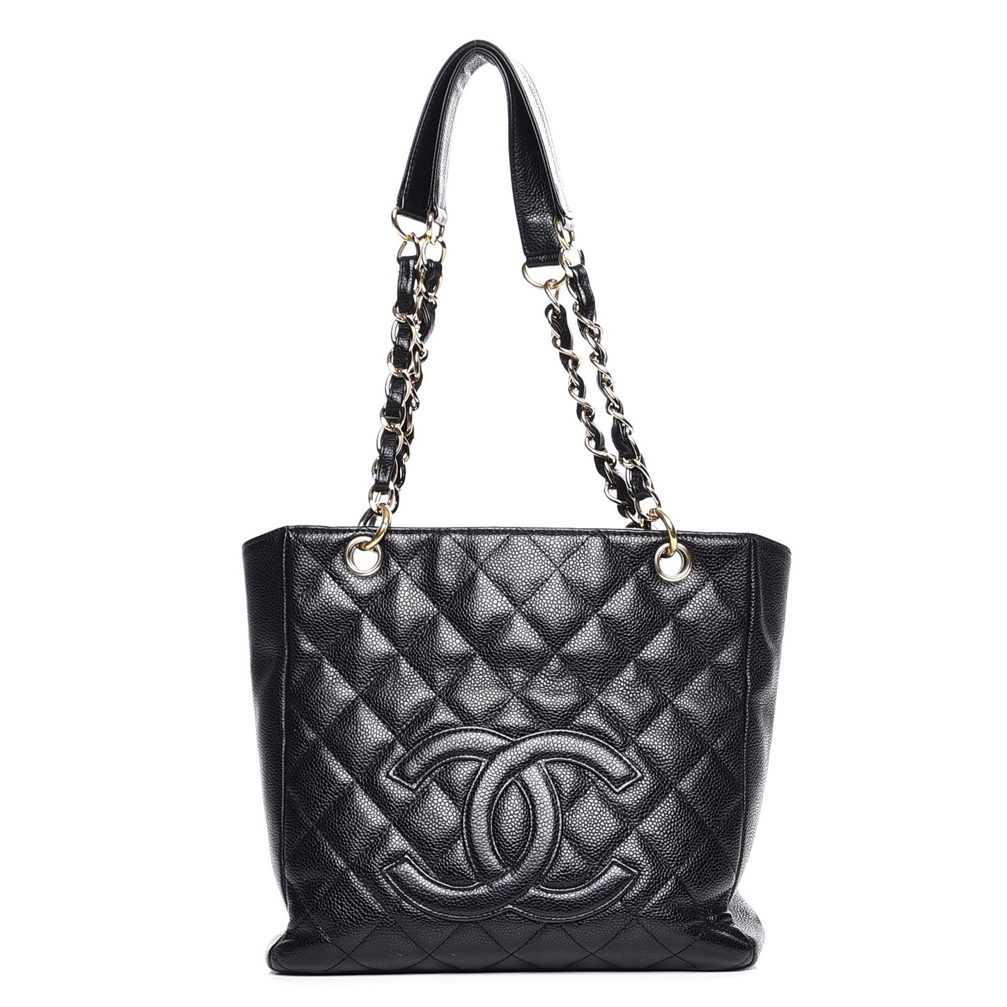 Caviar Quilted Petit Shopping Tote PST Black