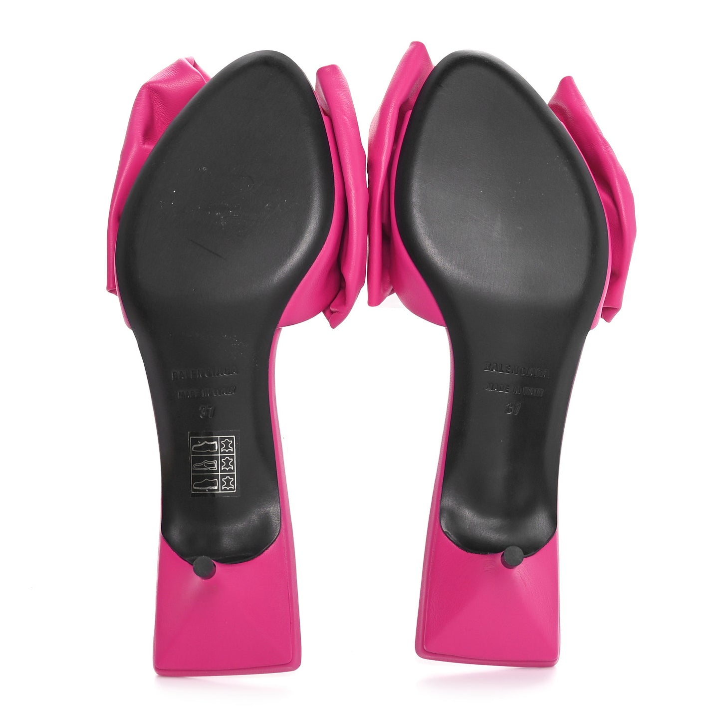 Soft Nappa Square Knife Bow Mule Sandals 37 Magenta Pink