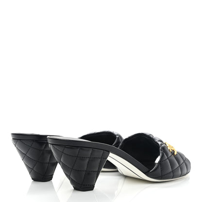 Chanel Lambskin Quilted Textured CC Mules 40 Black 1 of 9