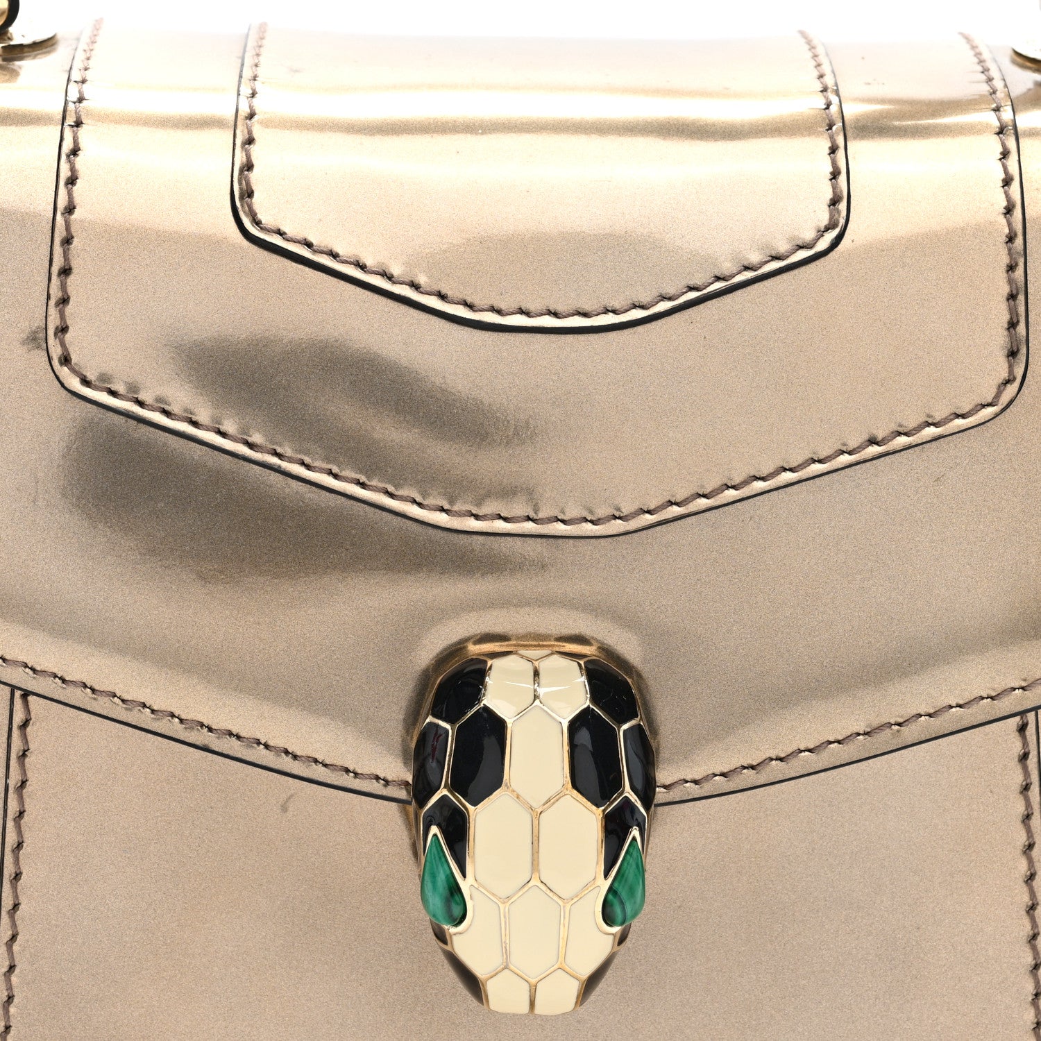 Bulgari Metallic Calfskin Serpenti Forever Top Handle Bronze 7 of 9