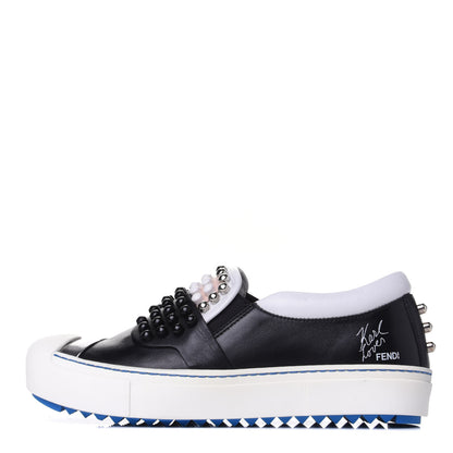 Fendi Calfskin Studded Karlito Slip On Sneaker 36 Black 1 of 11