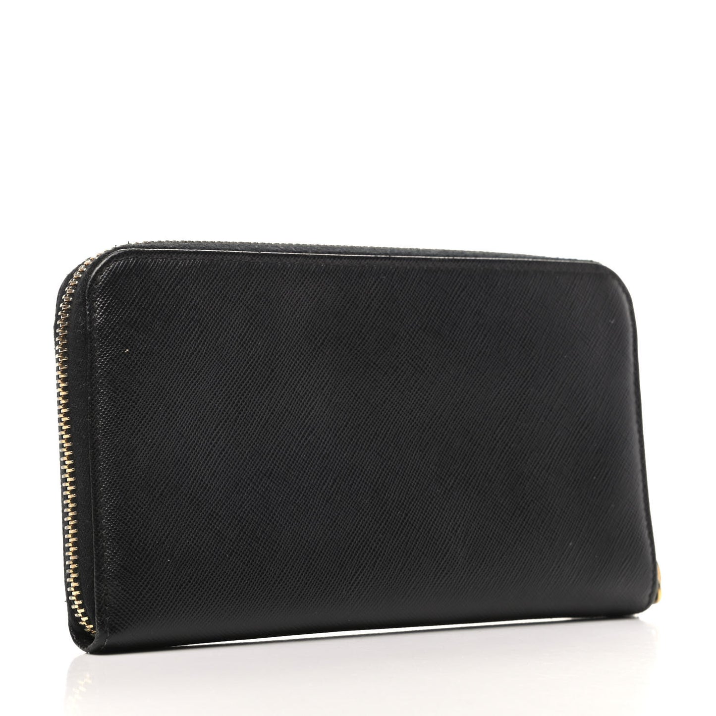 Saffiano Triangle Zip Around Wallet Black