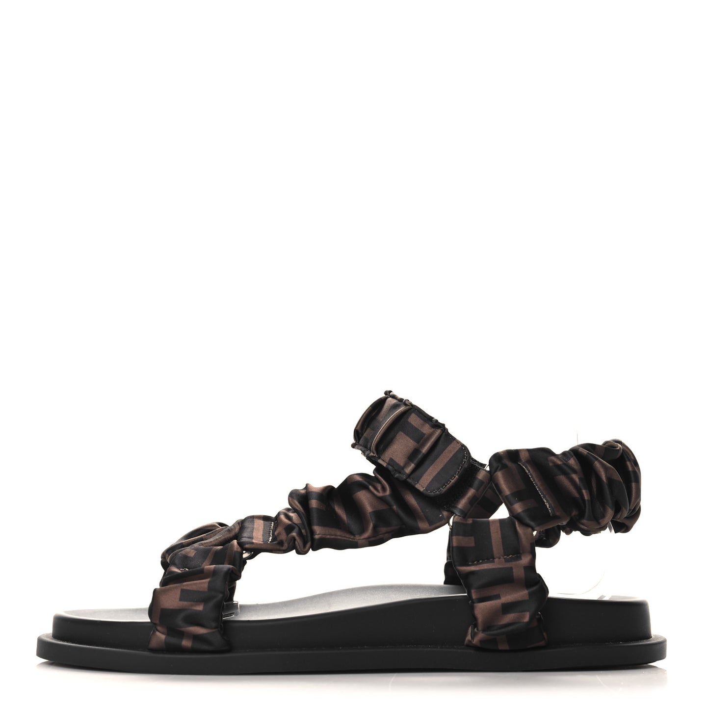 Satin FF Ruched Sandals 39.5 Tobacco Black