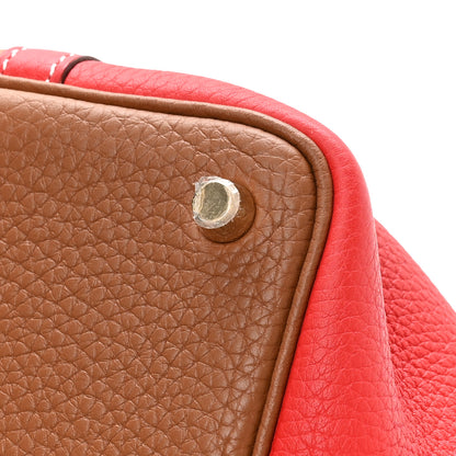 Hermes Taurillon Clemence Casaque Picotin Lock 18 PM Gold Rouge De Coeur 9 of 11