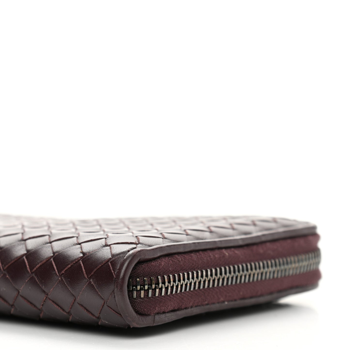 Nappa Intrecciato Zip Around Wallet Aubergine