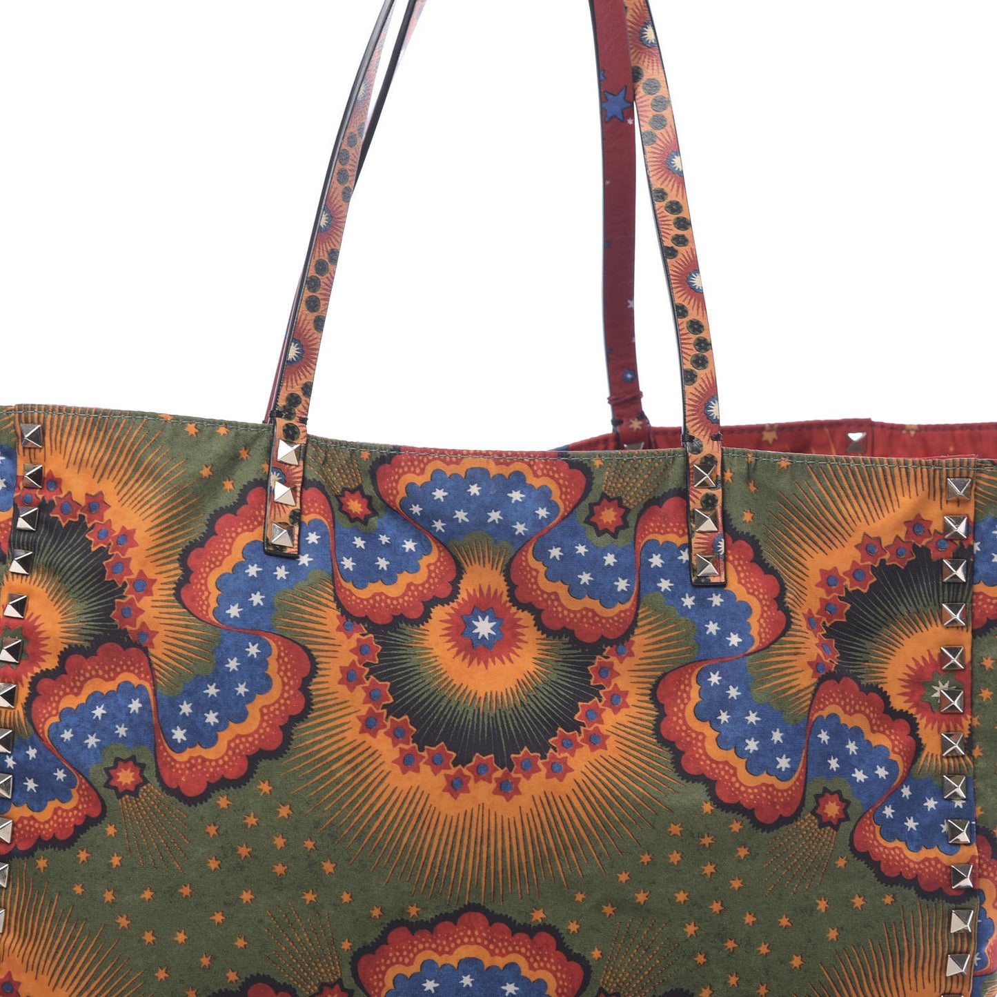 Canvas Enchanted Wonderland Medium Rockstud Reversible Tote Rosso