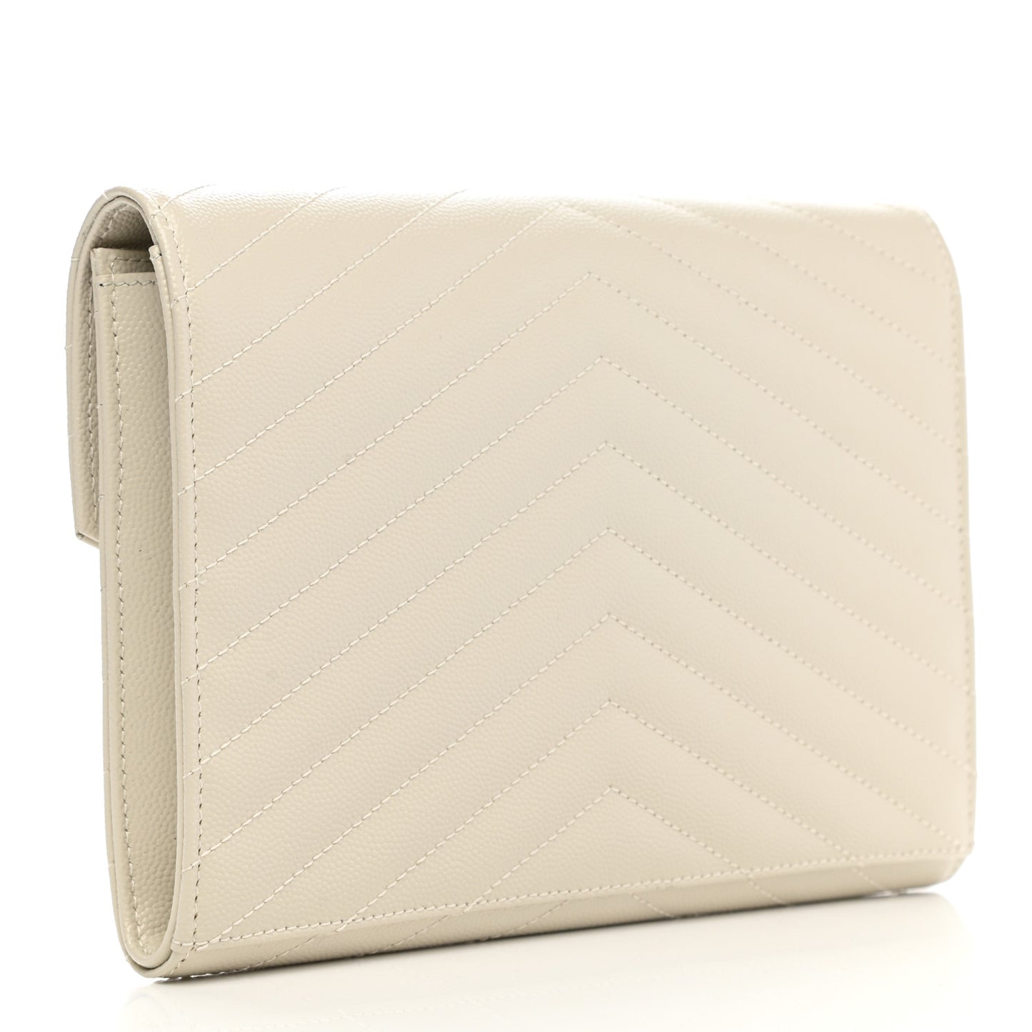 Grain De Poudre Matelasse Chevron Monogram Envelope Clutch Crema Soft