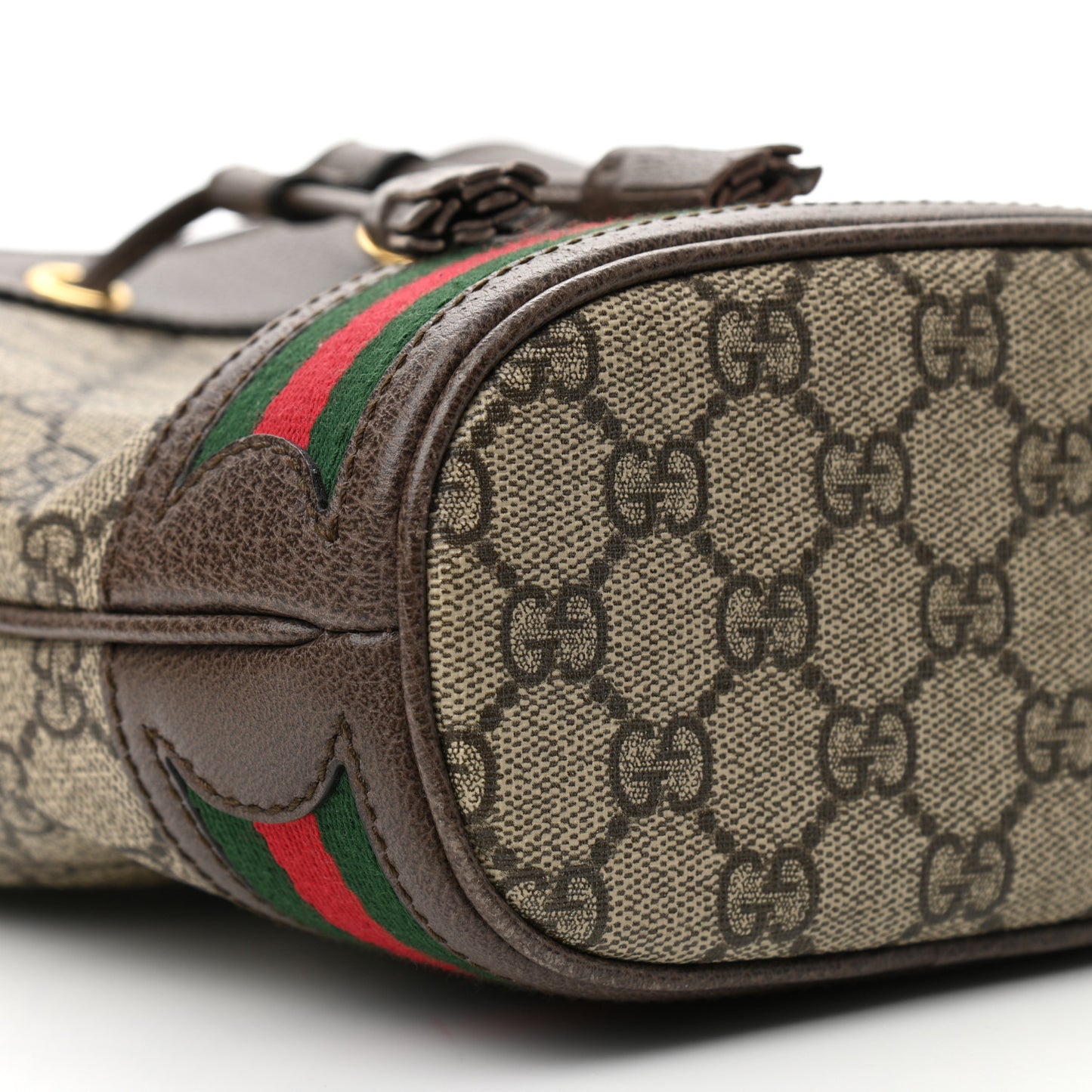 GG Supreme Monogram Web Mini Ophidia Bucket Bag Brown