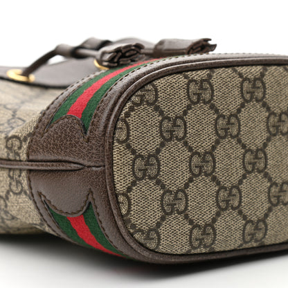 Gucci GG Supreme Monogram Web Mini Ophidia Bucket Bag Brown 9 of 11