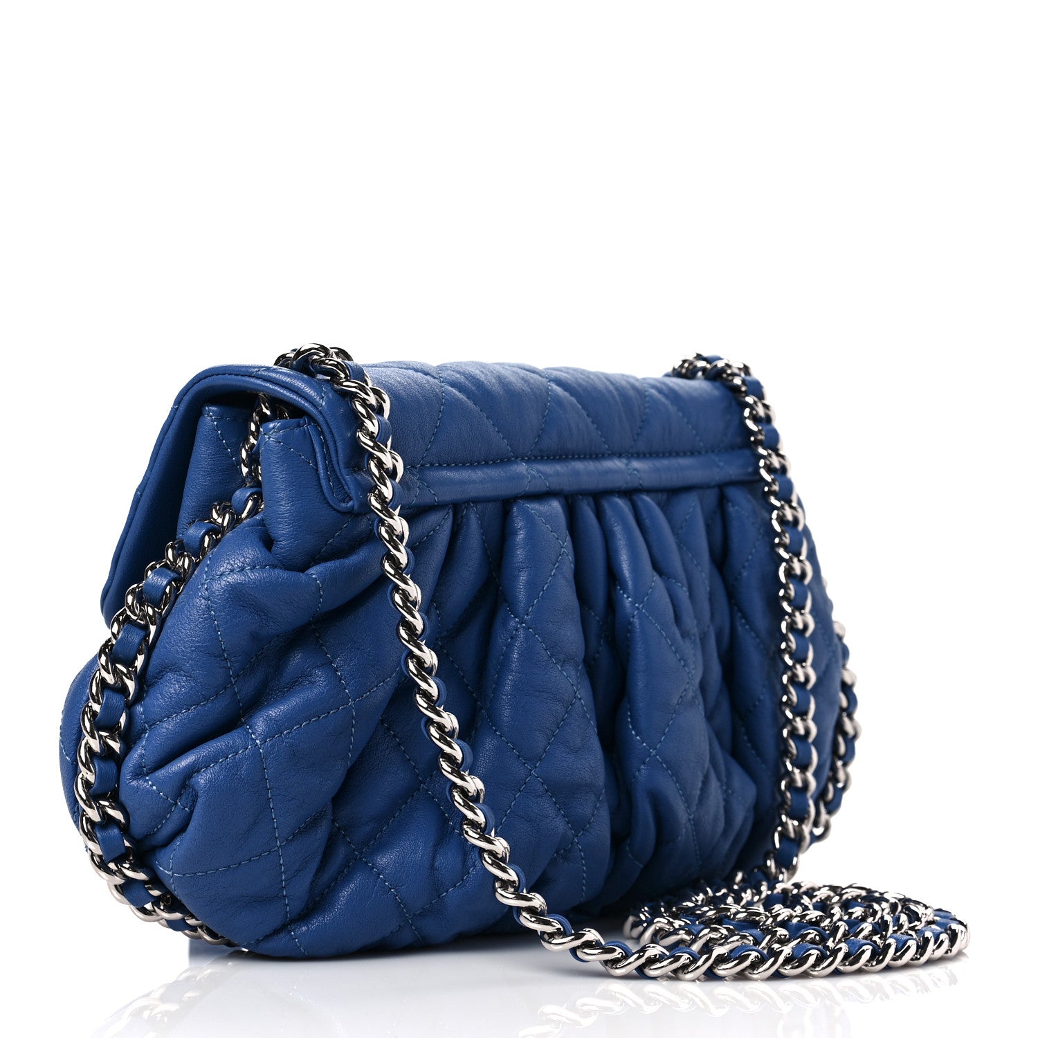 Chanel Washed Lambskin Quilted Medium Chain Around Messenger Blue 2 of 6