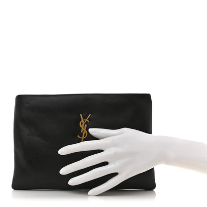 Saint Laurent Lambskin Small Calypso Pouch Black 2 of 10