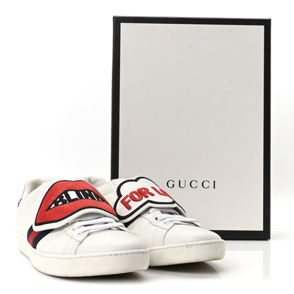 Gucci Calfskin Ayers Blind For Love Embroidered Womens Ace Sneakers 39 White 10 of 10