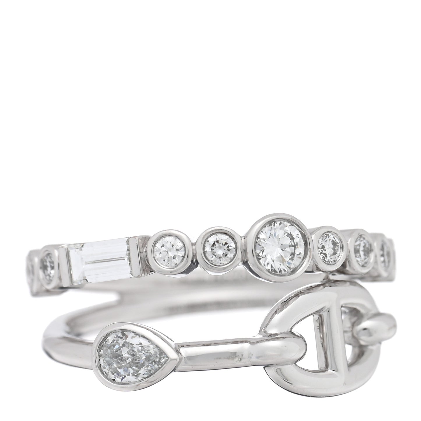 18K White Gold Diamond Chaine D'Ancre Fancy Chaos Ring 50 5.25