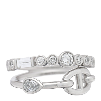 Hermes 18K White Gold Diamond Chaine D'Ancre Fancy Chaos Ring 50 5.25 1 of 5