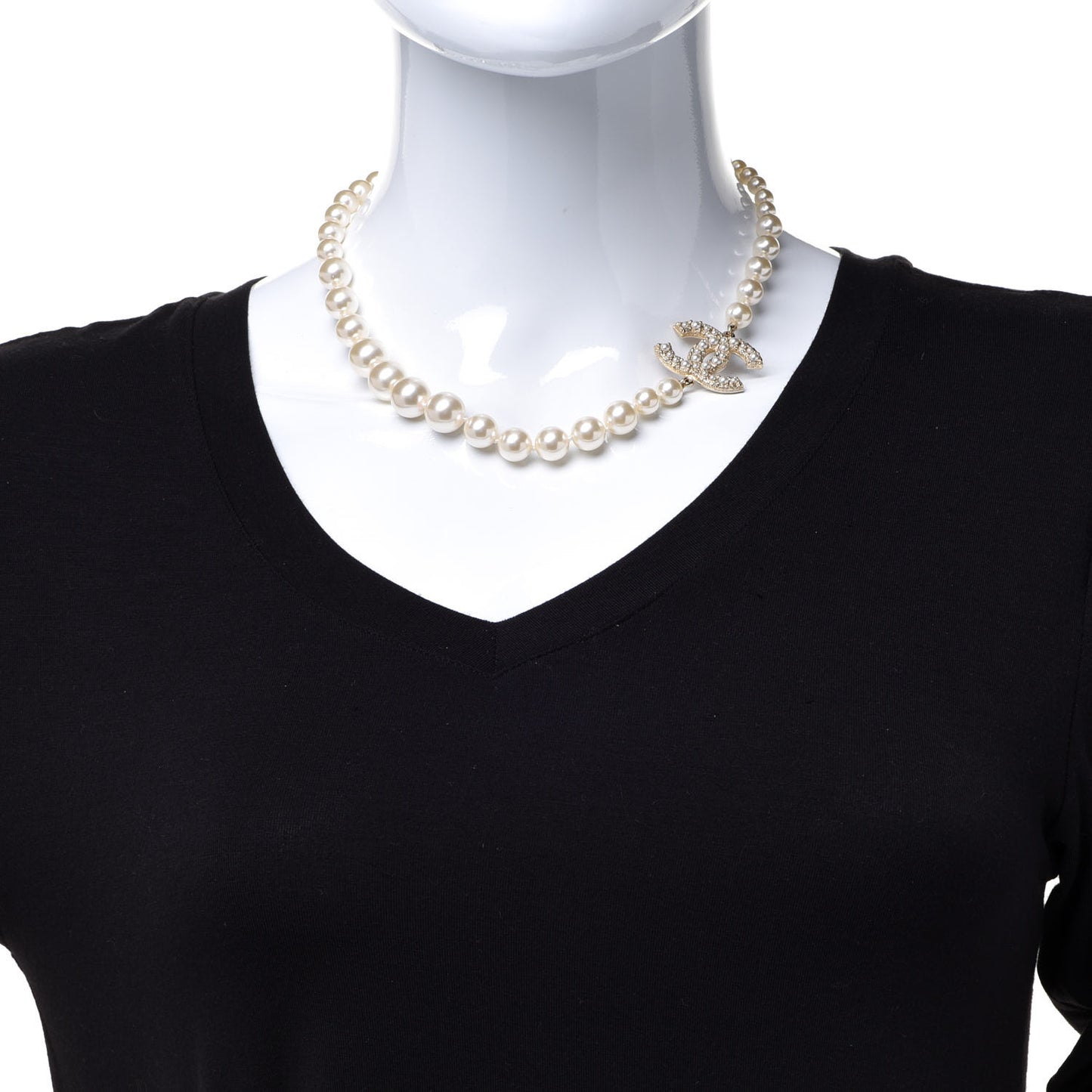 Pearl CC 100th Anniversary Necklace Light Gold