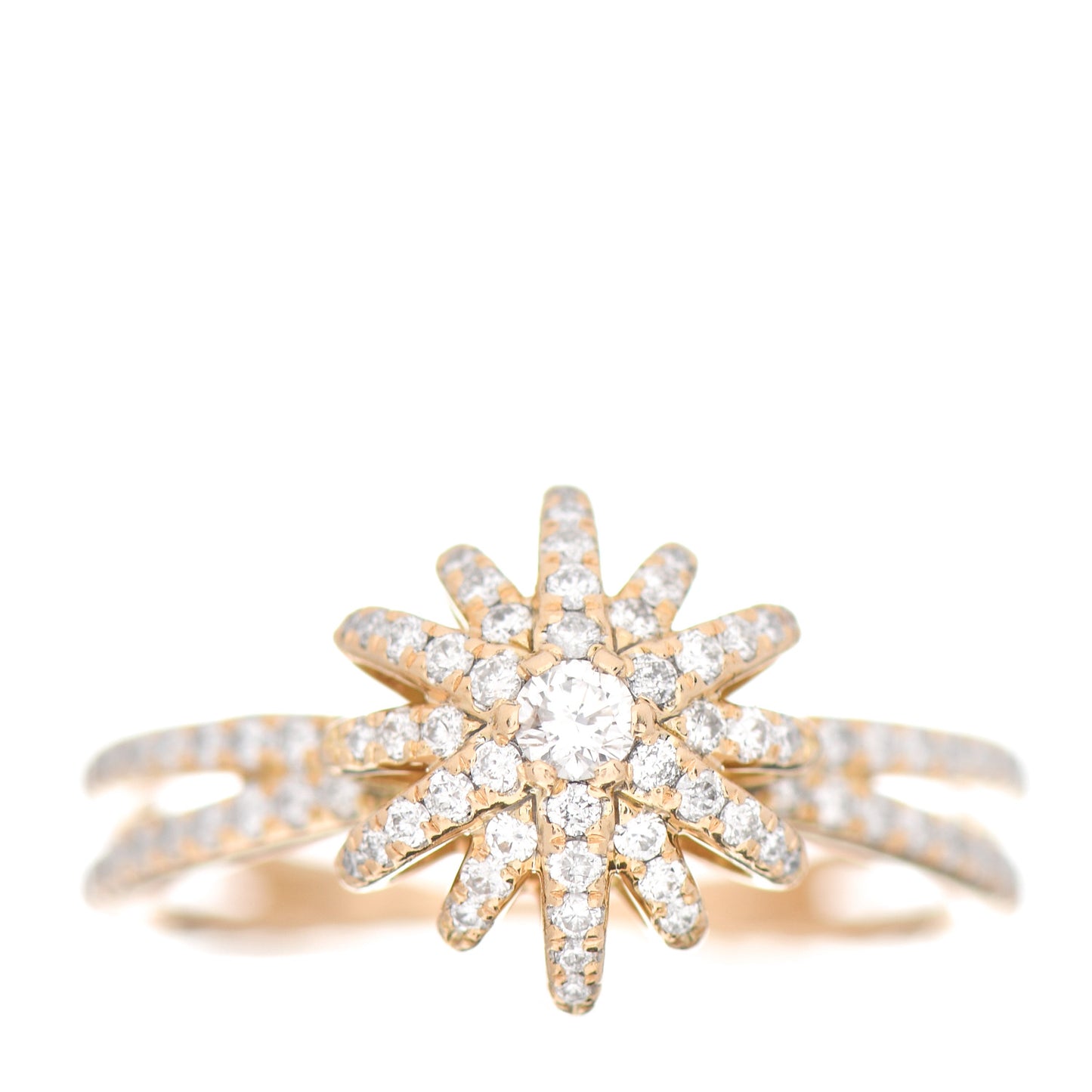 18K Yellow Gold Diamond Starburst Ring 54 6.75