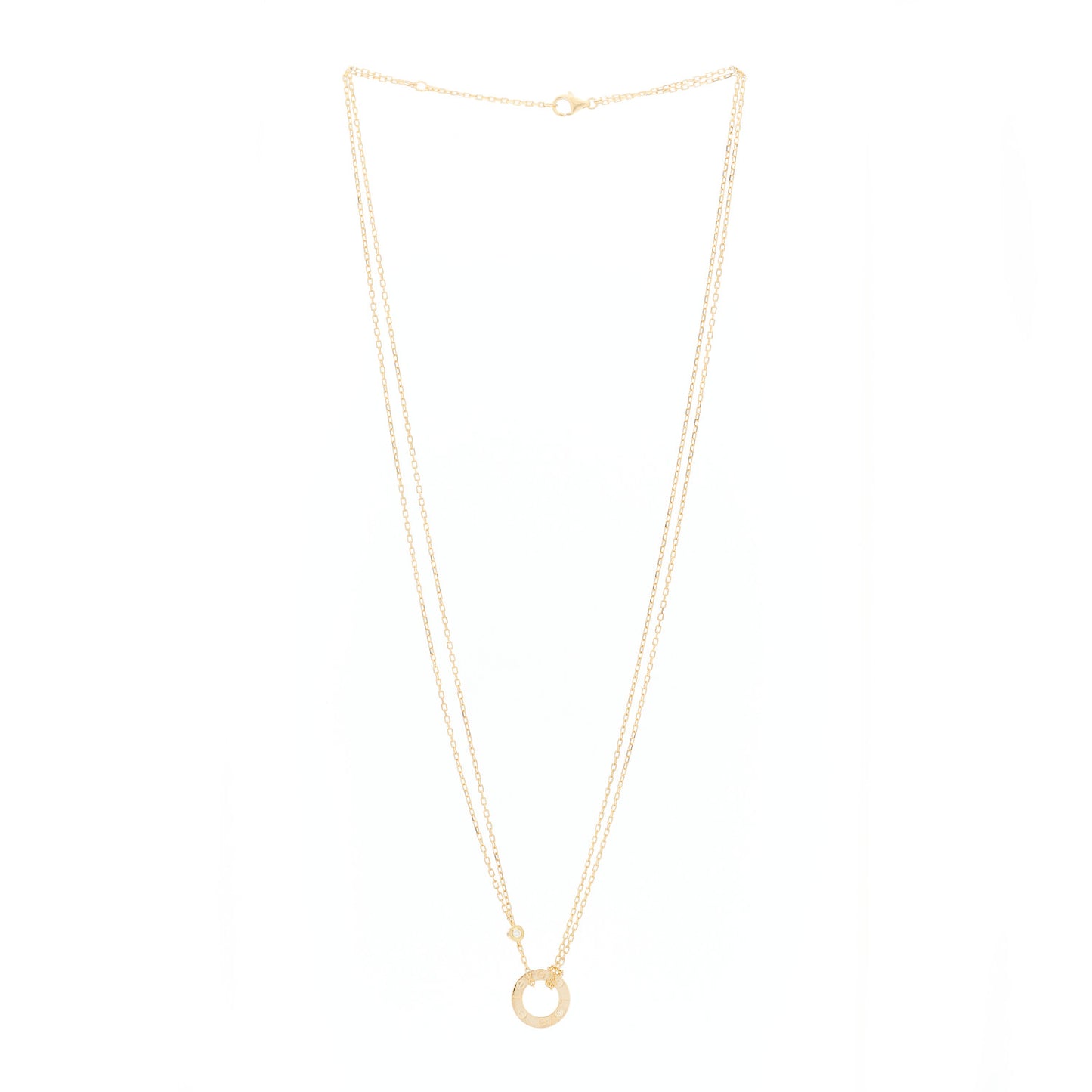 18K Yellow Gold 2 Diamond LOVE Necklace