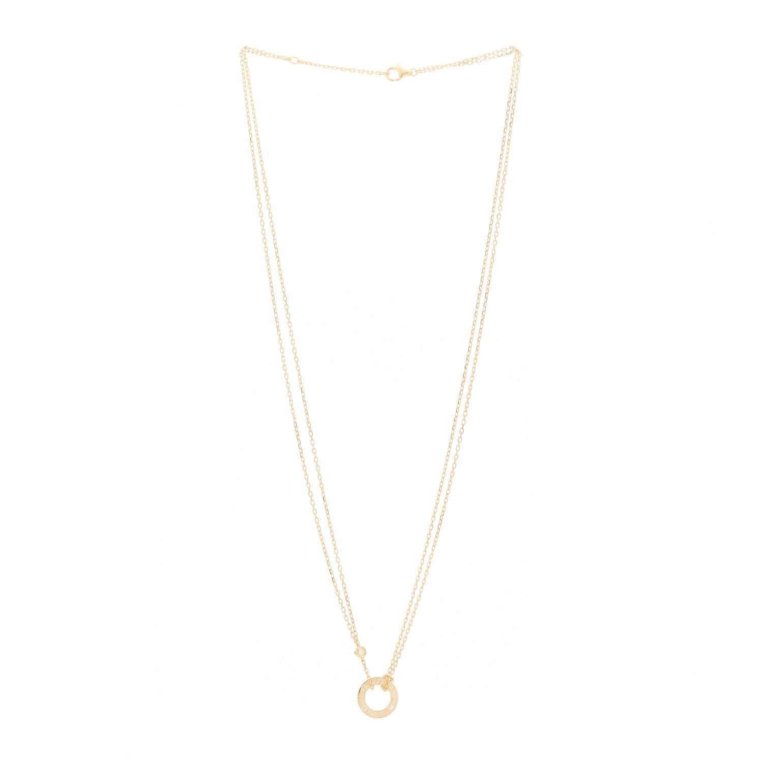 Cartier 18K Yellow Gold 2 Diamond LOVE Necklace 3 of 7