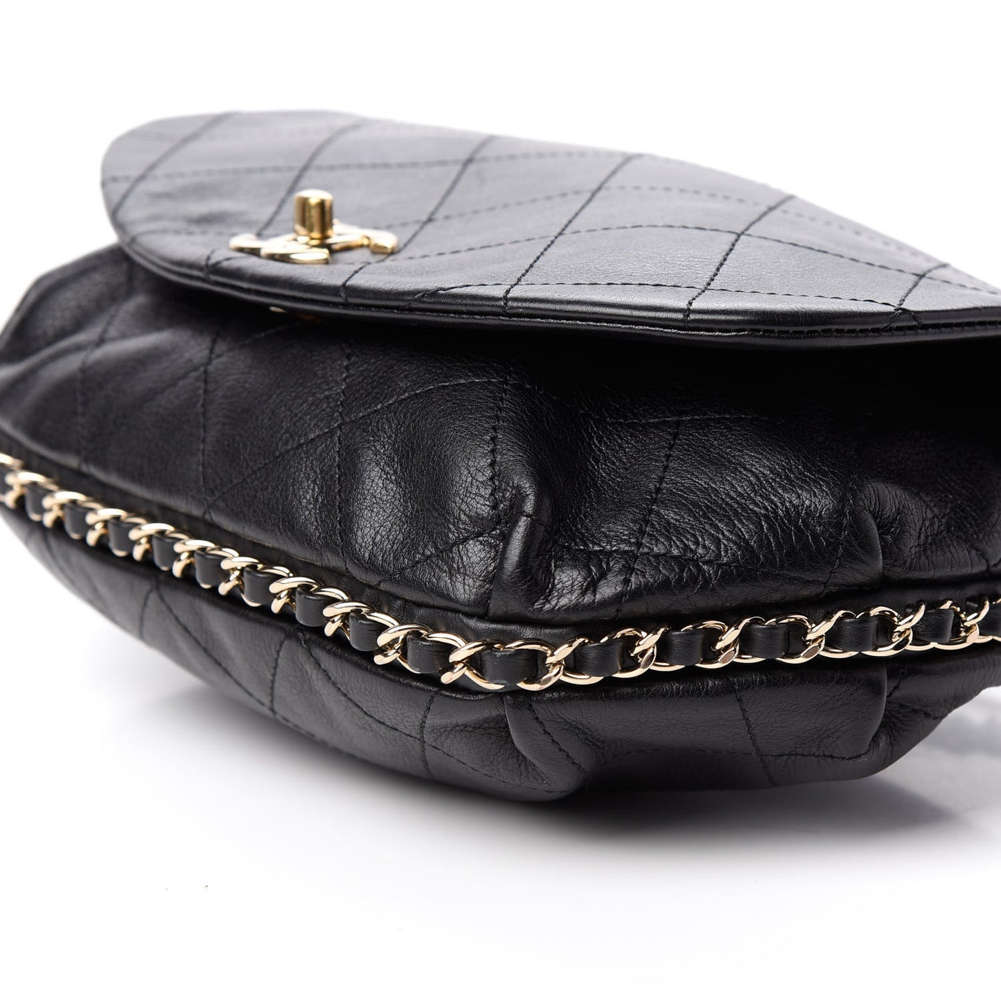 Calfskin Stitched Messenger Flap Black