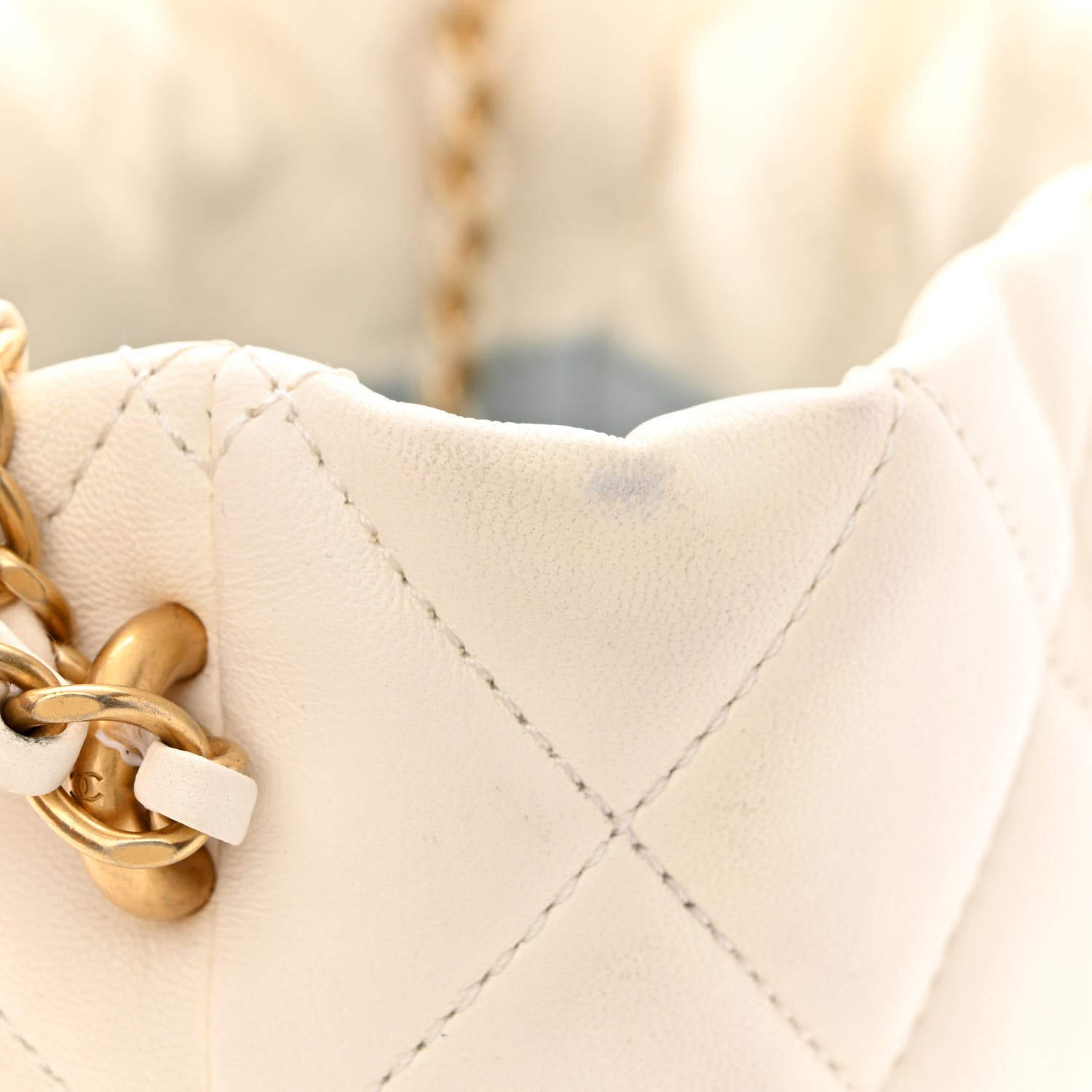 Chanel Lambskin Quilted My Perfect Chain Bucket Drawstring Bag White 12 of 13