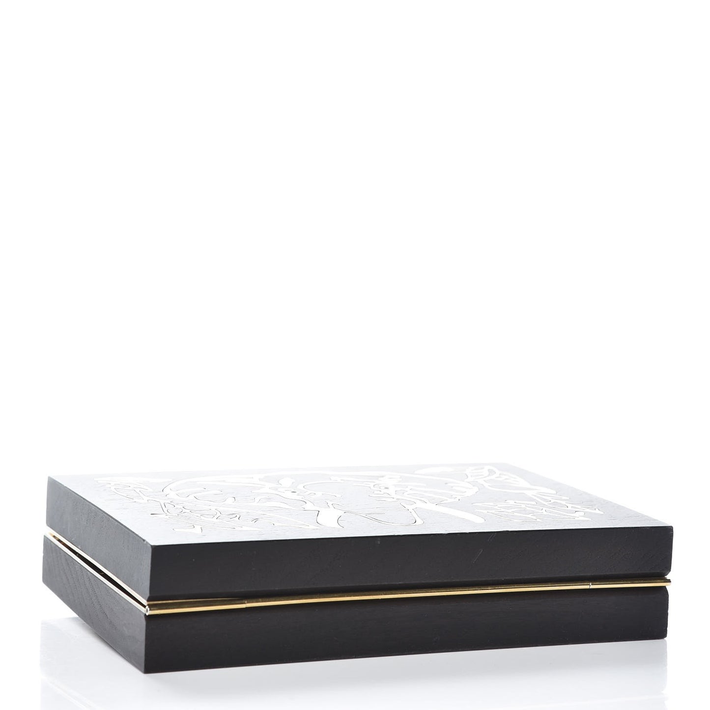 Wood Elephant Minaudiere Clutch Black