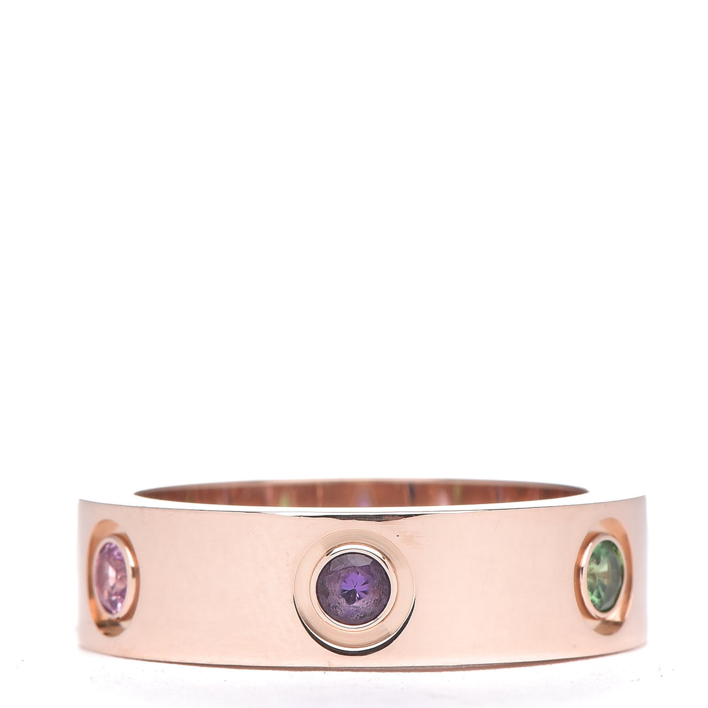 18K Pink Gold Sapphire Garnet Amethyst 5.5mm LOVE Ring 52 6