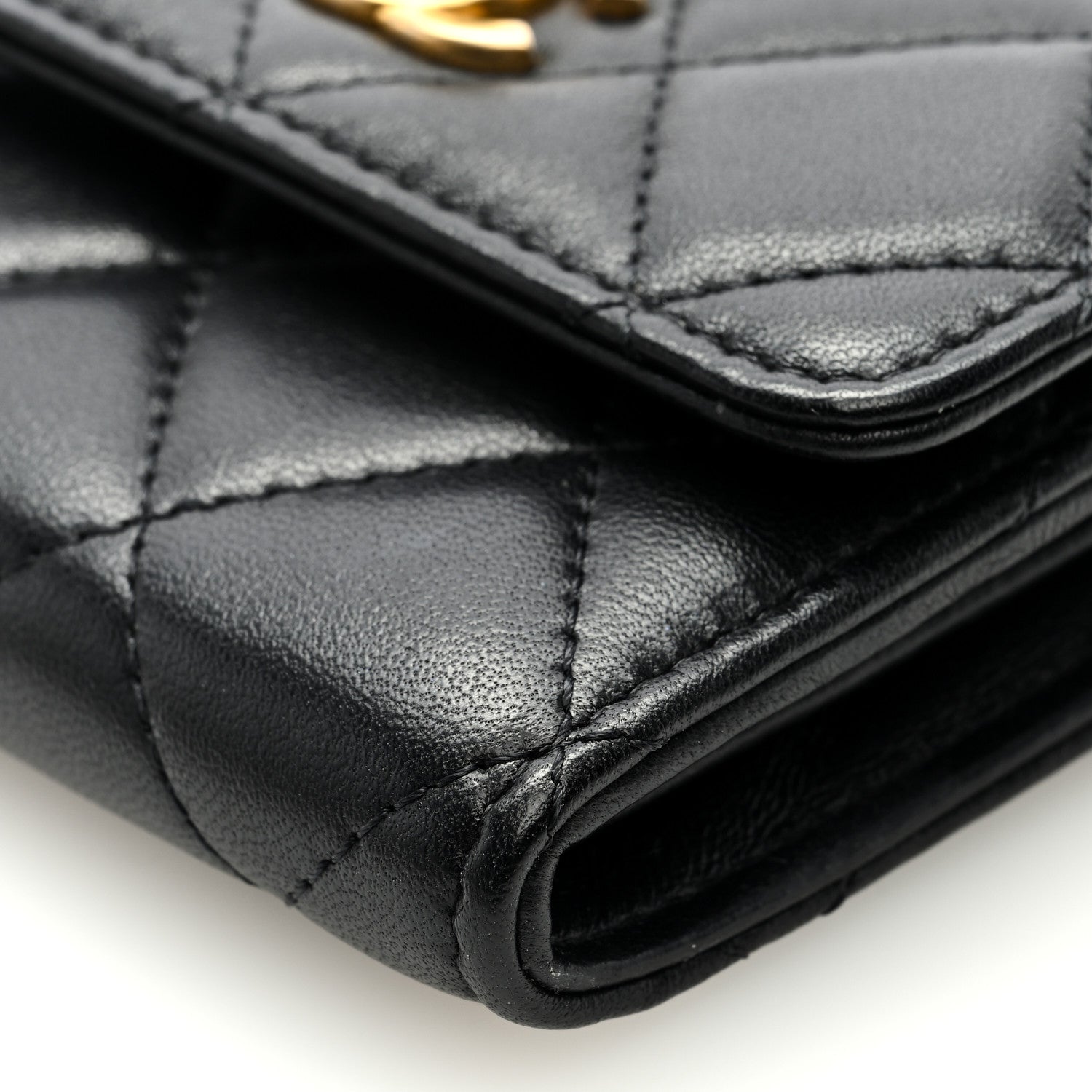 Chanel Lambskin Quilted Pearl Crush Card Holder With Chain Black 9 of 9