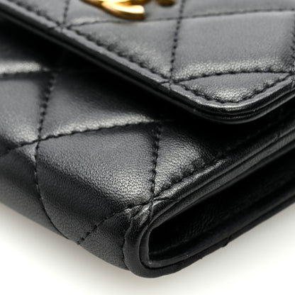 Chanel Lambskin Quilted Pearl Crush Card Holder With Chain Black 9 of 9