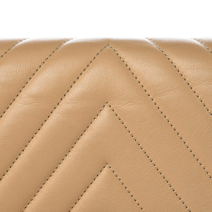 Chanel Calfskin Chevron Quilted Boy Convertible Clutch Flap Beige 14 of 16
