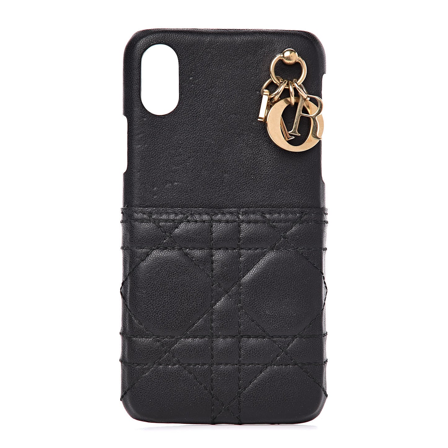 Lambskin Cannage Lady Dior Tech iPhone X XS Case Black