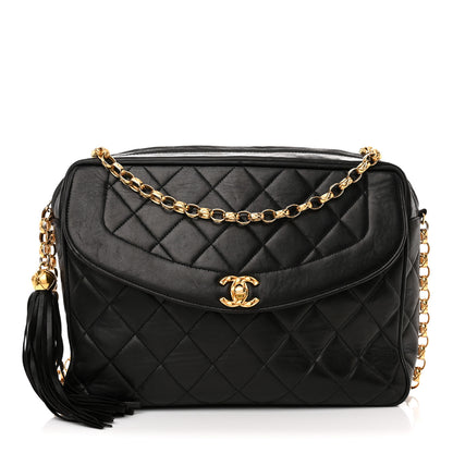Chanel Lambskin Quilted CC Tassel Camera Case Black 1 of 15