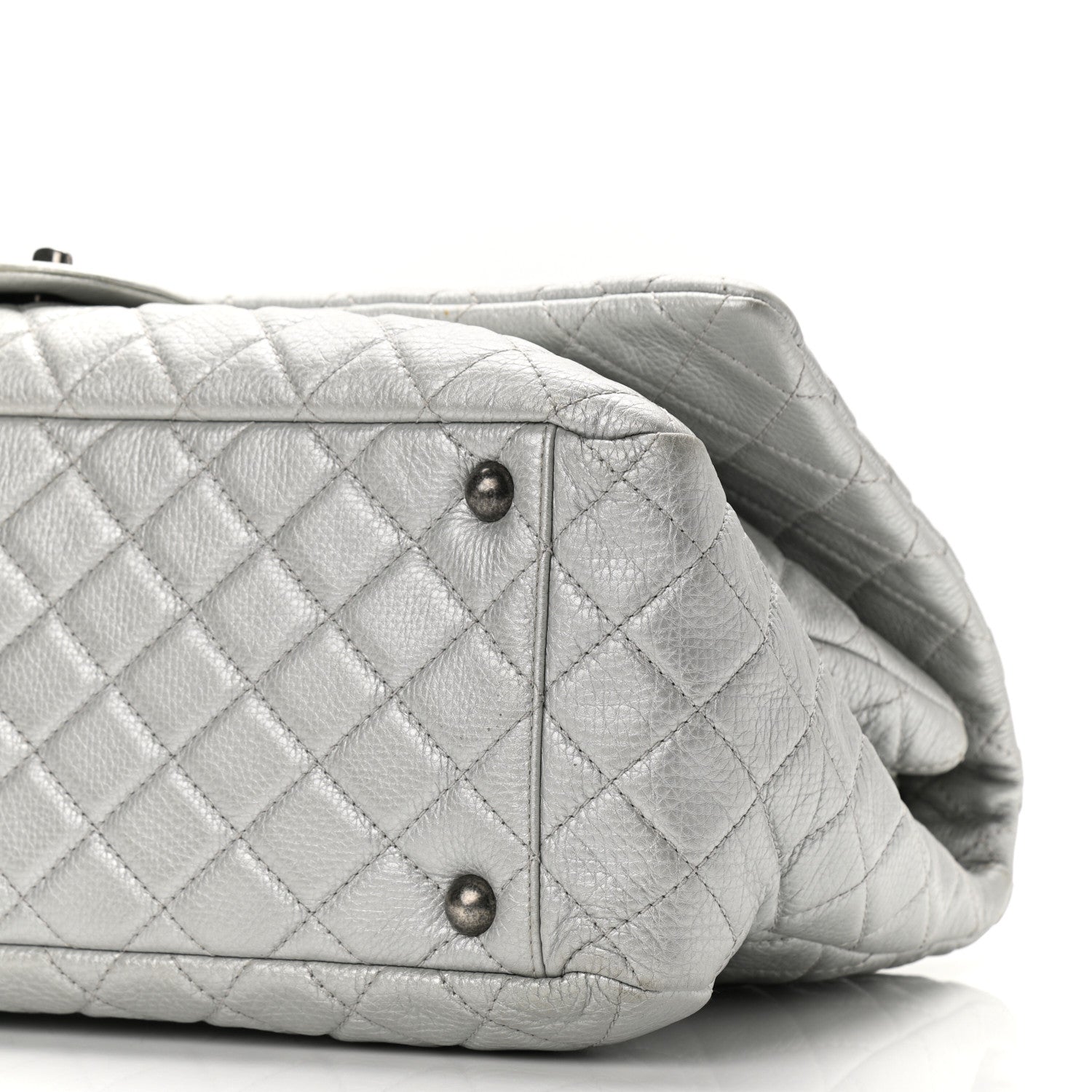Chanel Metallic Calfskin Quilted XXL Travel Flap Bag Silver 10 of 10