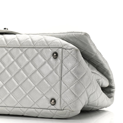 Chanel Metallic Calfskin Quilted XXL Travel Flap Bag Silver 10 of 10
