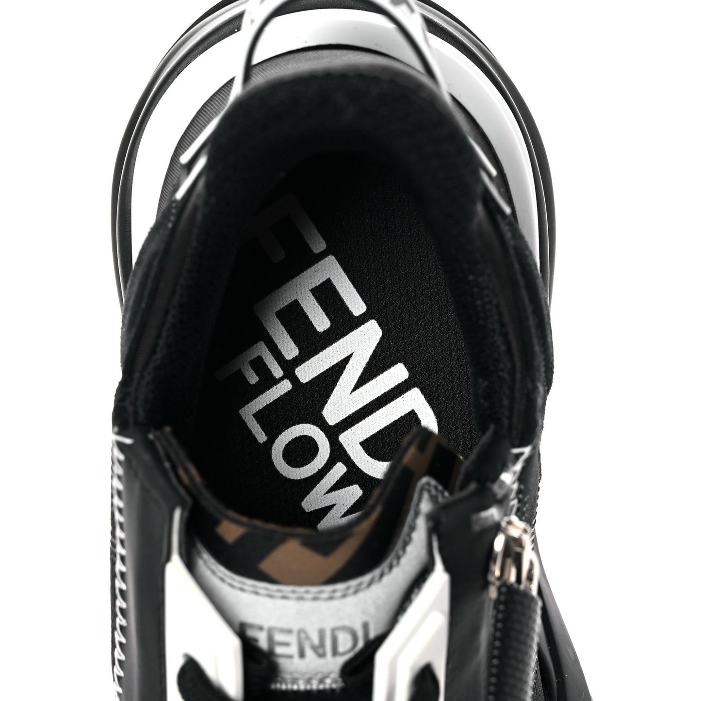 Nylon Lycra FF Womens Fendi Flow Low Top Sneakers 38 Black Silver Anthracite