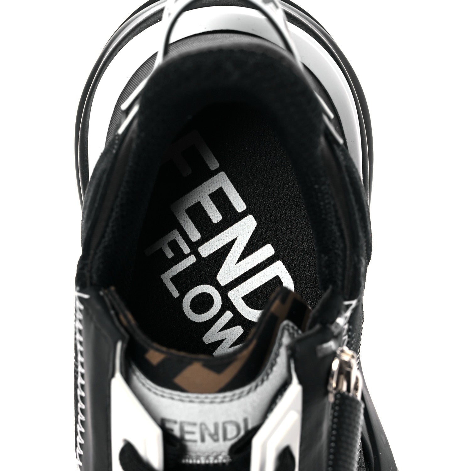Fendi Nylon Lycra FF Womens Fendi Flow Low Top Sneakers 38 Black Silver Anthracite 6 of 8