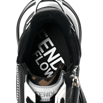 Fendi Nylon Lycra FF Womens Fendi Flow Low Top Sneakers 38 Black Silver Anthracite 6 of 8
