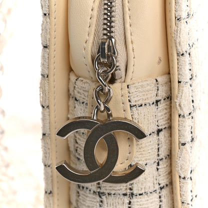Chanel Tweed Resin Small Zipped Shopping Bag White Black 14 of 14