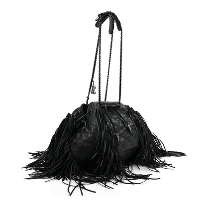 Chanel Lambskin Quilted Western Baluchon Fringe Bag Black 3 of 9