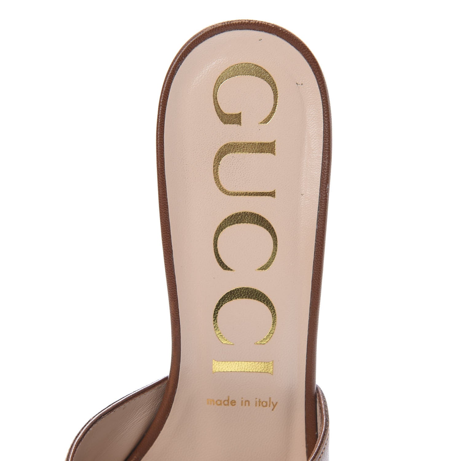 Gucci Malaga Kid Zumi Mid Heel Slide Sandals 39 Brown Papaya 8 of 14