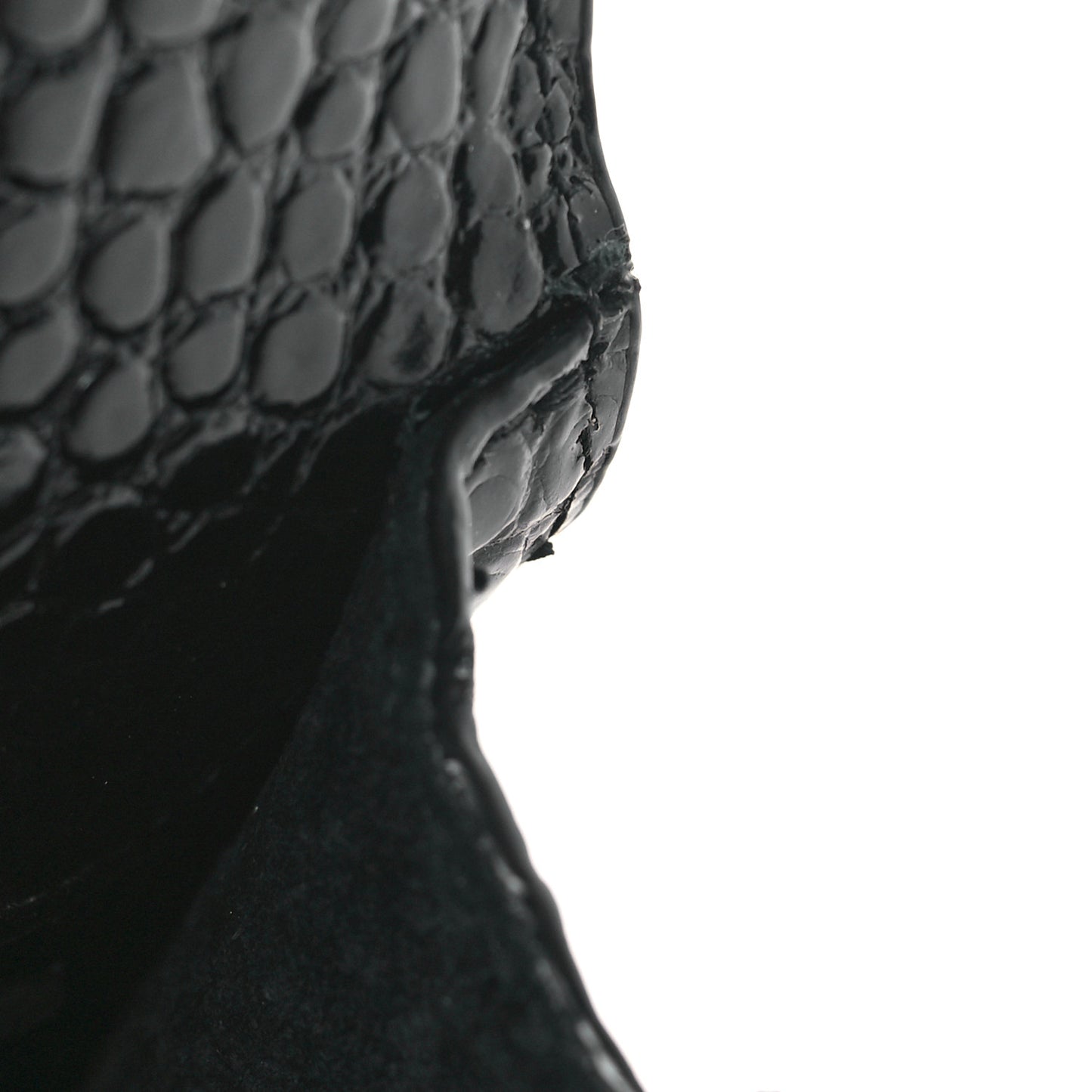 Calfskin Crocodile Embossed Medium Monogram Sunset Black