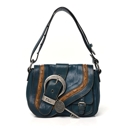 Christian Dior Calfskin Mini Gaucho Crossbody Bag Blue 1 of 14